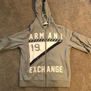 Armani exchange zip up all grey with black and white details